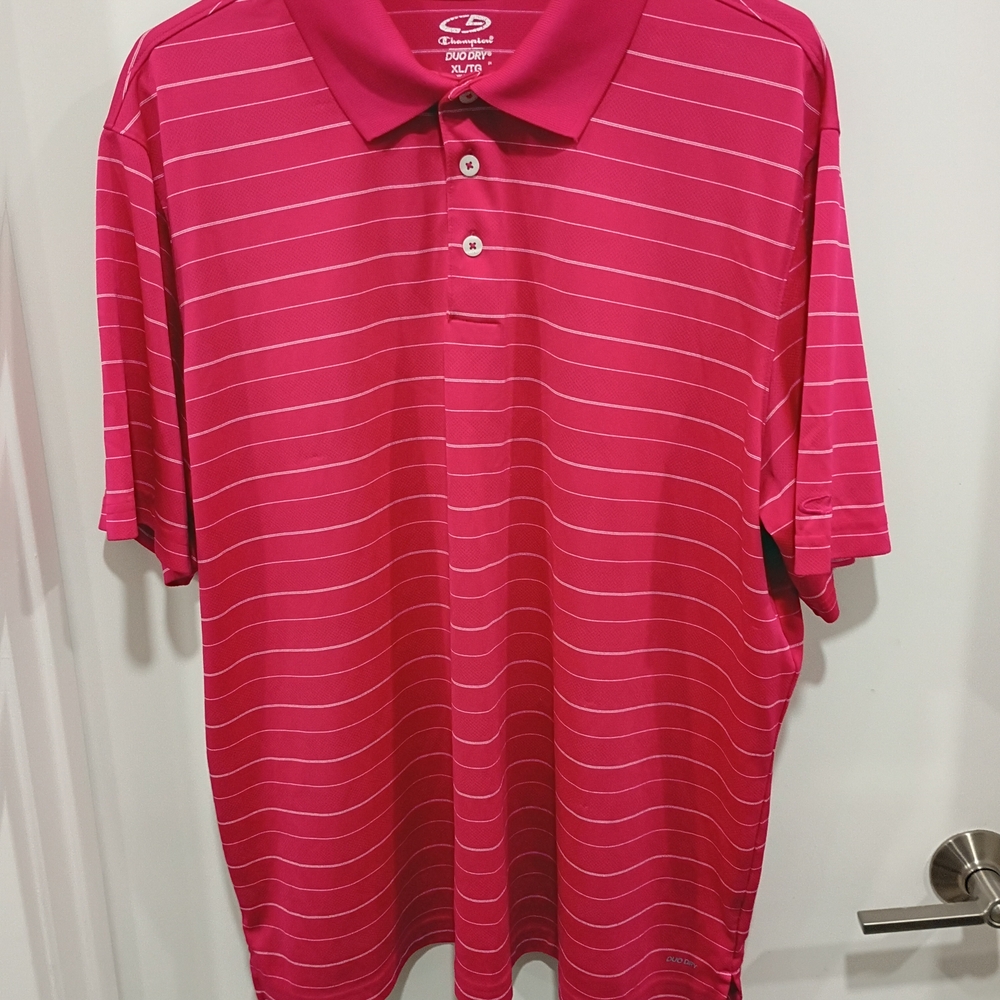 💜Champion Men's Bright Pink Polo Shirt